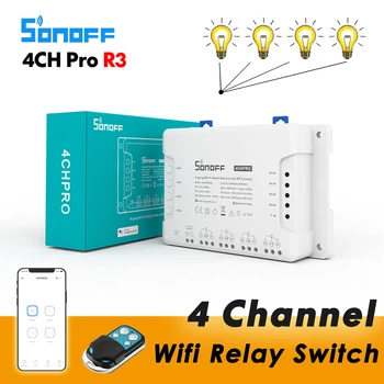 Sonoff 4CH Pro R3 / 4CH R3, Wifi Smart Relay Stikalo, 4 Channel 433 RF Nadzor eWelink APLIKACIJO Glasovni Nadzor Z Alexa googlova domača stran