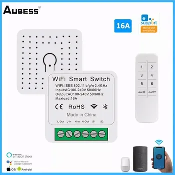 Aubess 16A Tuya WiFi Smart Stikalo za Nadzor Stikalo Mini Smart Breaker Smart Življenje Nadzor Podporo Alexa/ Google Domov/ Tmall Genie
