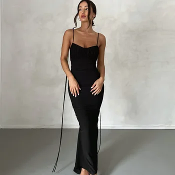 2023 Vroče Prodaja Novih Barva Seksi Odpri Nazaj Naguban Dolgo Slog Temperament Slim Fit Slim Obleko za Ženske