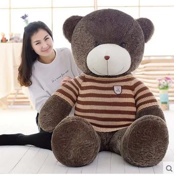 veliko plišastih krog oči kavni barvni trak pulover medvedek igrača velik medved lutka darilo približno 160 cm
